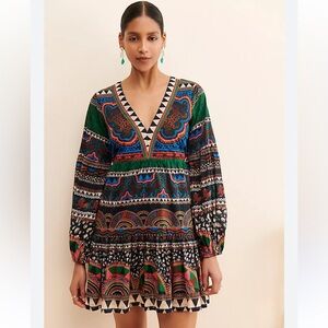 Farm Rio for Anthropologie vneck boho tunic dress Small